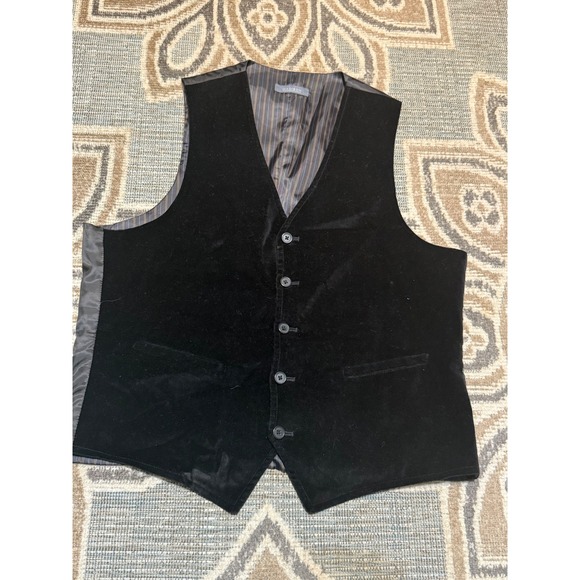 Madison Other - Madison Mens Black Velvet Waistcoat Vest Size 38 Formal Pinstripe Lining 1329